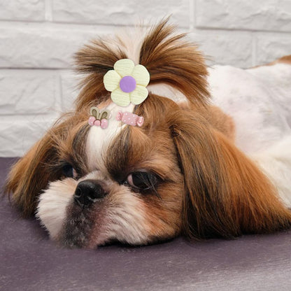 45 Pcs Light Pink Small Dog Hair Bows with Rubber Bands Puppy Bows for Ears Cute Grooming Flower Bowknot Strawberries Topknot Dog Hair Accessories for Small Dogs Girl Hair Ties for Yorkie Shih tzu