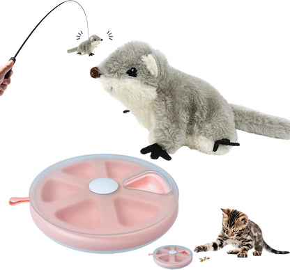 Interactive Flapping Bird Cat Toys and Treat Puzzle Toy for Indoor Cats and Kittens