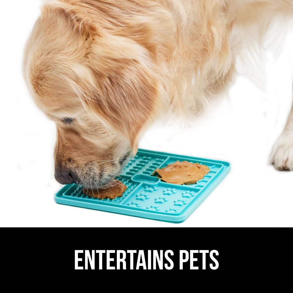 GORILLA GRIP BPA Free Silicone Lick Mat for Dogs, 49 Powerful Grip Suction Cups, Dishwasher and Freezer Safe Flexible Licking Pad for Dog Baths, Cat Grooming, Nail Trimming, Turquoise Pink 2 Pack