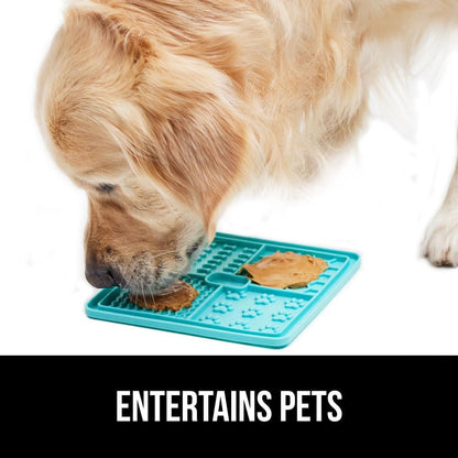 GORILLA GRIP BPA Free Silicone Lick Mat for Dogs, 49 Powerful Grip Suction Cups, Dishwasher and Freezer Safe Flexible Licking Pad for Dog Baths, Cat Grooming, Nail Trimming, Turquoise Pink 2 Pack