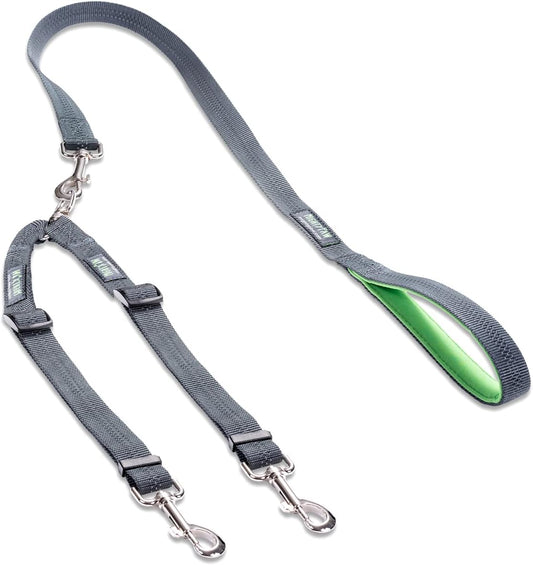 Mighty Paw Double Dog Leash - Double Leash for Two Dogs No Tangle Design. Split Lead for 2 Pets. Adjustable to Fit All Sized Breeds. Reflective Dual Pet Lead for People with 2 Pups