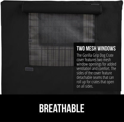 GORILLA GRIP Dog Crate Covers Compatible with Amazon Basics Dog Crates, All Sides Open, Privacy Cover Fits 24" Wire Kennel, Breathable Mesh Windows, Light Reducing Puppy Training Cage Topper, Black