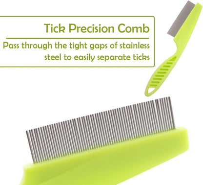 10 Pcs Pet Tick Remover Tool, Stainless Steel Tick Remover Tick Plastics Remover for Cats and Dogs, Pet Tools, Silver, Green