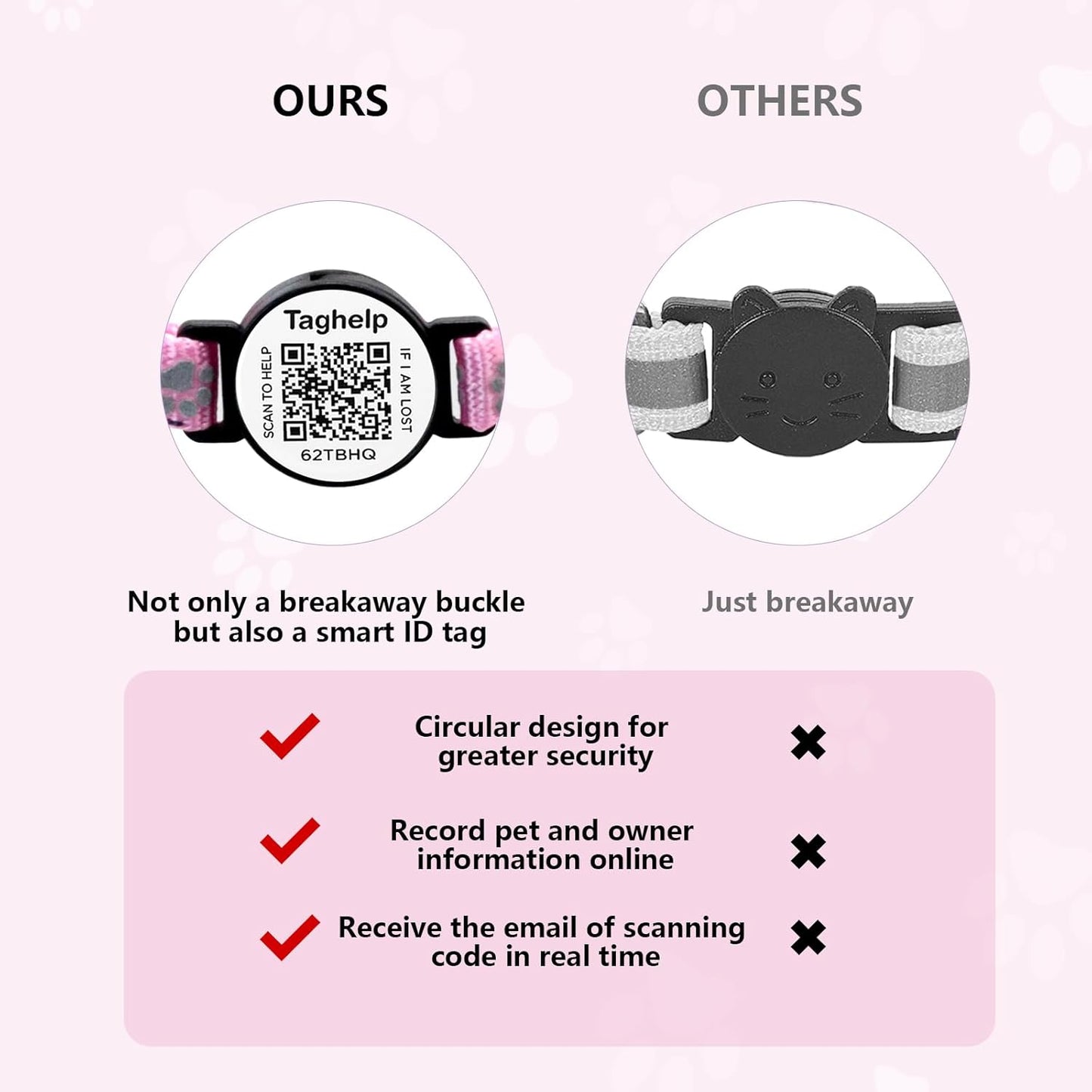 2PCS Breakaway Cat Collars with Bell Cute Star &Moon Safe Kitten Collars with Pendant Glow in The Dark,Airtag Holder Cat Collar with Smart ID tag & QR Code Reflective for GPS Boy Girl Cats (Purple)
