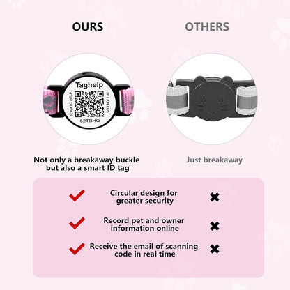 2PCS Breakaway Cat Collars with Bell Cute Star &Moon Safe Kitten Collars with Pendant Glow in The Dark,Airtag Holder Cat Collar with Smart ID tag & QR Code Reflective for GPS Boy Girl Cats (Purple)