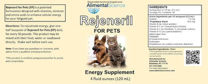 Rejeneril-FP 4oz up to 240 Servings Naturally Relieve Fatigue in Pets Increase Energy Normal Appetite Immune Support Dog Cat & Pet Formulation Antioxidant Vitamin Mineral Supplement Longevity Vitality