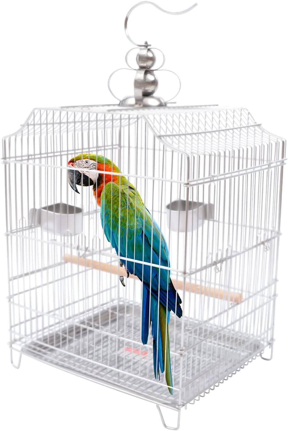 Bird Cage, Open Stand Upright Parrot Parakeet Cage with Rolling Stand, Large Metal Bird Flying Cage for Conure Cockatoo Sparrow Macaw Cockatoo Pet House, 16 x 14 x 20.4 Inch