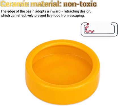 2-Pack Reptile Water Dish, Food Bowl Set - Natural Rock Design Snake Water Bowl, Leakproof Resin Feeder for Bearded Dragons, Turtles, Geckos, Snakes | Terrarium Decor Essentials