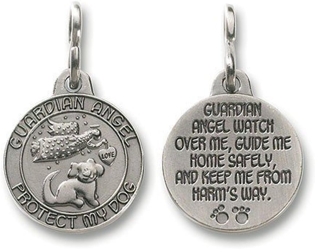 Religious Gifts Guardian Angel Dog Pet Protection 1 Inch Pewter Collar Medal