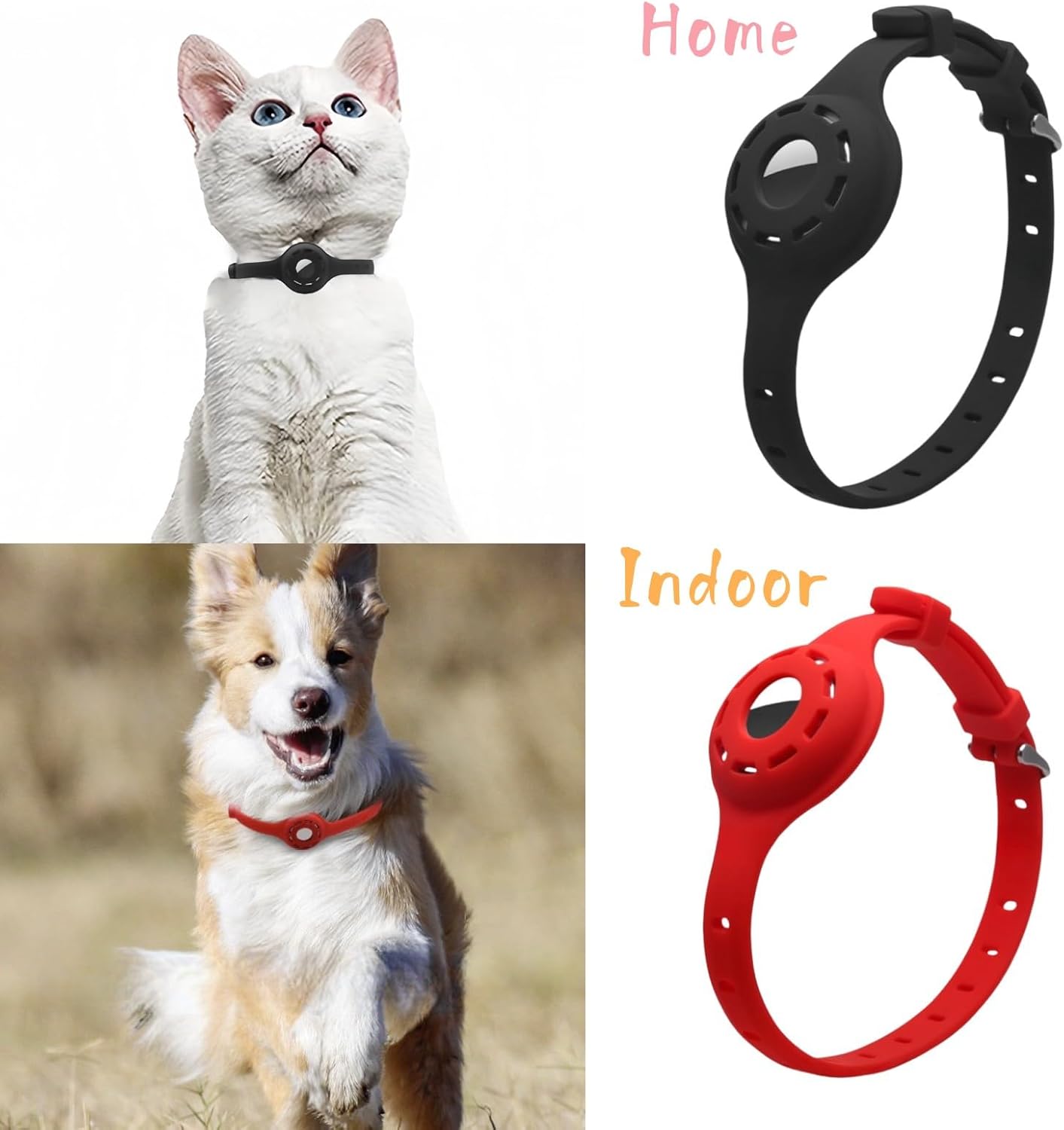 Airtag Protector Silicone Luminous Collar Adjustable Loss Prevention Eye-catching Pet Collar for Cats and Small Dogs(Mint Green)