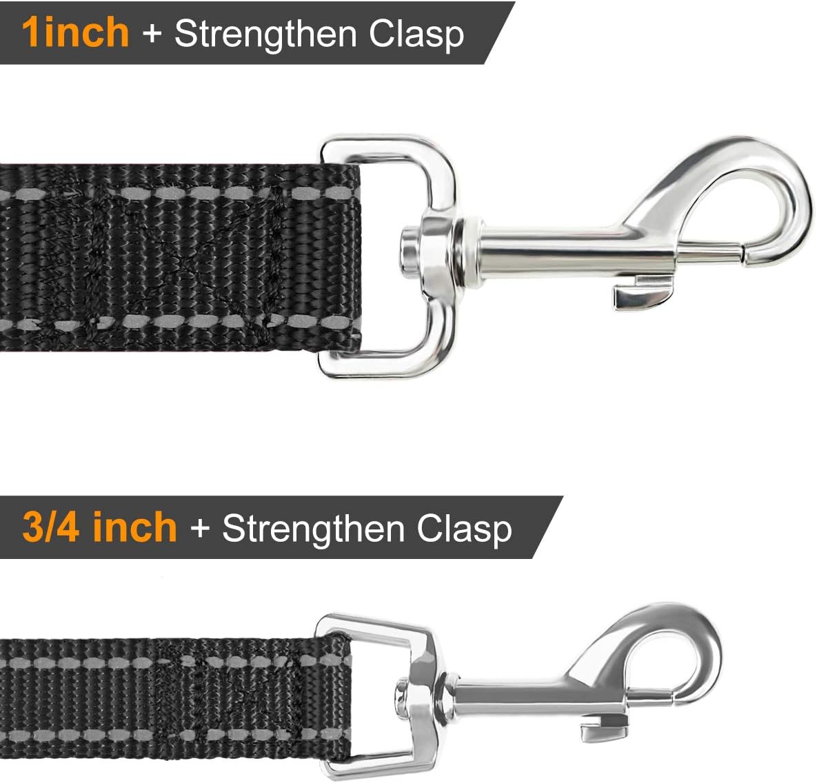 Joytale Dog Leash, 6 FT Double-Sided Reflective, Padded Handle Nylon Heavy Duty Leashes for Medium & Large Dogs Walking, Black