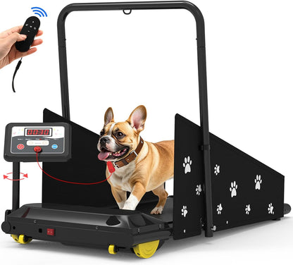 CIIHI Dog Treadmill for Medium Small Dogs - 265lbs Weight Capacity Pet Running Machine with 360° Rotatable Display - 2 in 1 Treadmill for Pet Fitness with Move Wheels and Remote Control