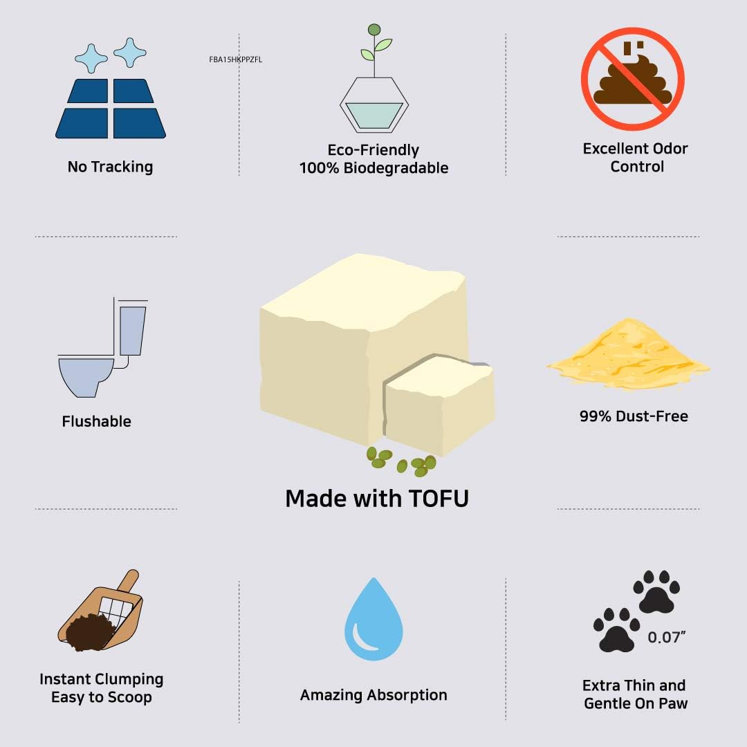I AM TOFU - Tofu Cat Litter, Natural Flushable, Dust Free, Extra Clumping Pellet Litter (10 LBS, Green Tea)