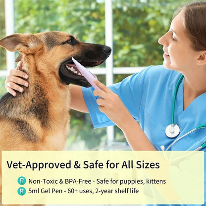 Pet Toothbrush Pen & Oral Repair Gel for Dogs & Cats – Teeth Cleaning Pen, Natural Plant Substance Tartar Remover for Repairing Pets' Teeth (1pcs)
