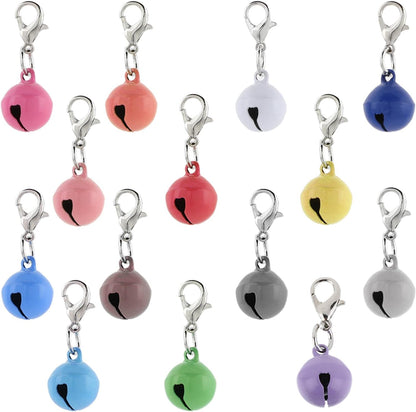 14 Pack Bells for Cat Dog Collars Charms Colourful Pet Small Bells with Clasps Cat and Dog Round Bell Pet Collar Accessories for Collars