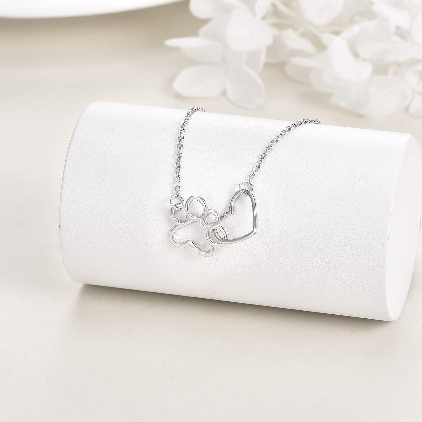 ONEFINITY Paw Print Necklace 925 Sterling Silver Cat Dog Paw Pendant Jewelry for Women Pet Lover Gifts