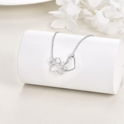 ONEFINITY Paw Print Necklace 925 Sterling Silver Cat Dog Paw Pendant Jewelry for Women Pet Lover Gifts