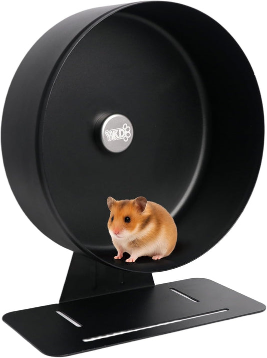 11.8" Silent Hamster Exercise Wheel, Aluminum Alloy Noiseless Running Wheel for Syrian Hamsters, Fancy Rat, Hedgehogs and Small Pets (Base-Black)