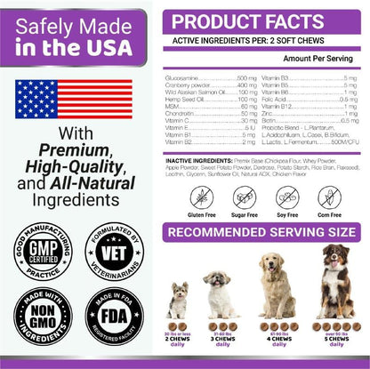 Dog Multivitamin Chews with Probiotics & Glucosamine - All Breeds & Ages - Supports Digestion, Mobility & Skin Health