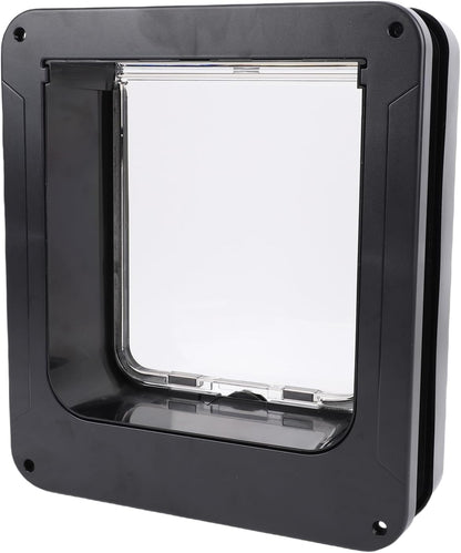 Smart Cat Door, Automatic RFID Cat Pet Door with Dual Entry Modes for Interior and Exterior Doors, Flap Opening Pet Gate with 2 Collar Sensor Keys, Remote Control