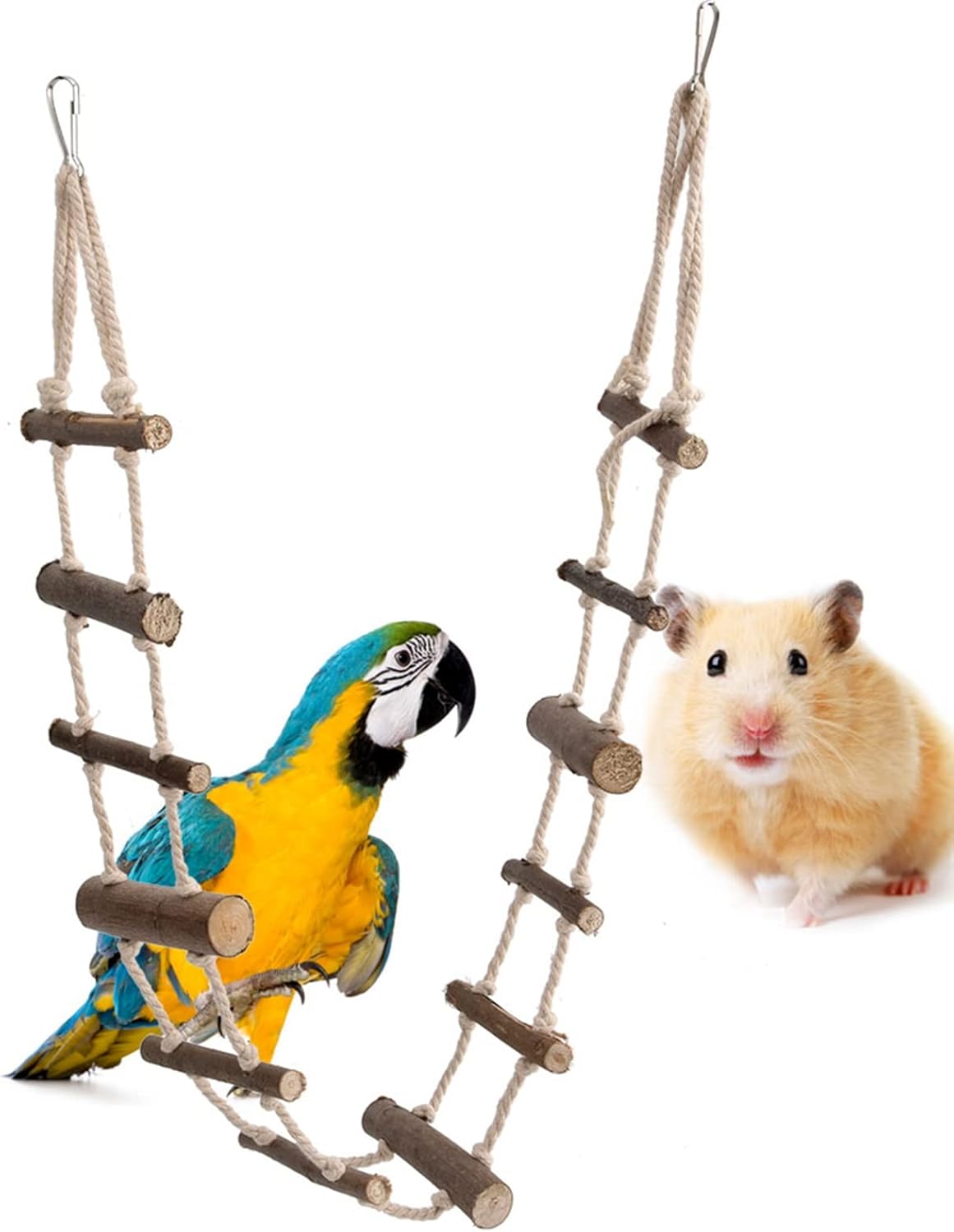 Pet Climbing Ladder, 100cm Small Pet Ladder, Adjustable with Hanging Hook for Hamsters Small Pets Toy Parrots
