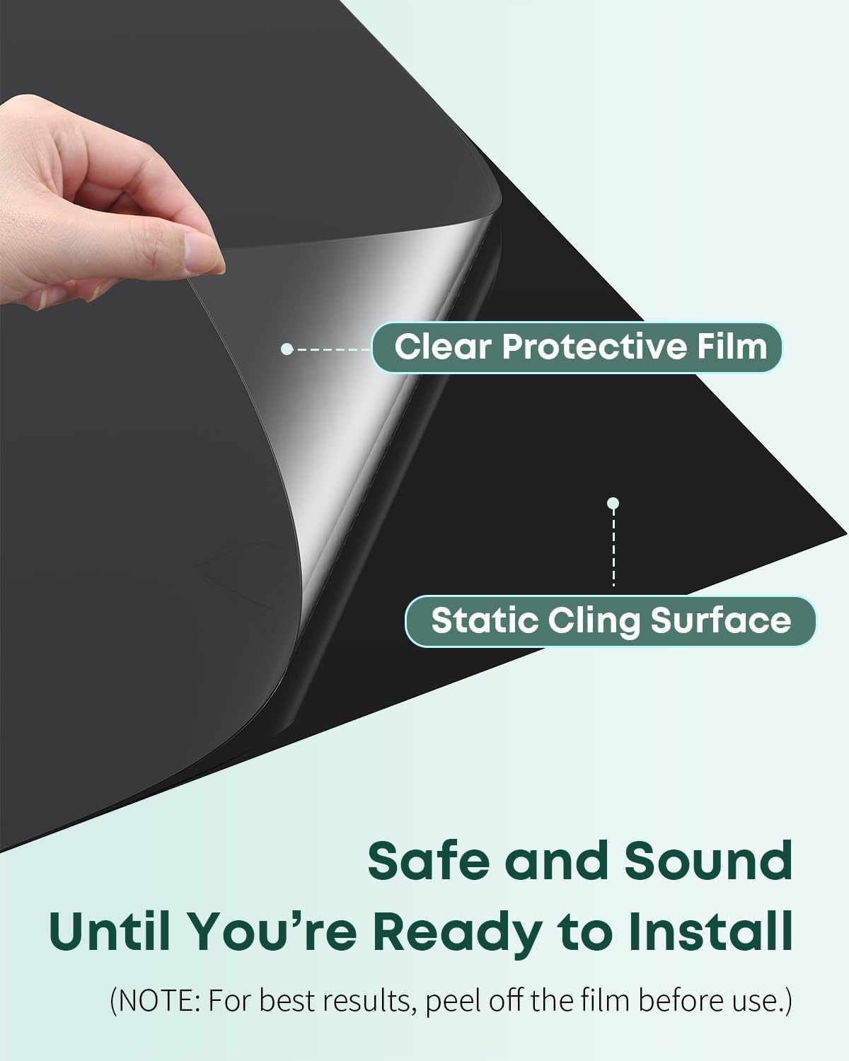 Pawfly Black Aquarium Background, 40" x 12", Static Cling Fish Tank Background Wallpaper, PVC Fish Tank Backdrop, Easy to Install Aquarium Decor Background