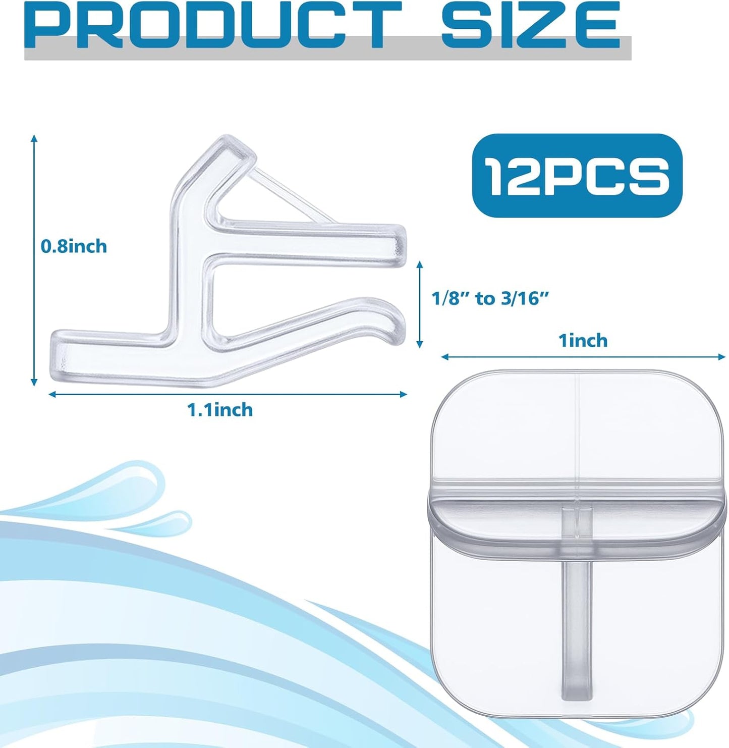 Chunful 12 Pcs Aquarium Lid Clips Rimless Fish Tank Top Cover Rim Lid Support Holder Clip Clear PC Aquarium Hoods Clamps for 1/8" to 3/16" Glass