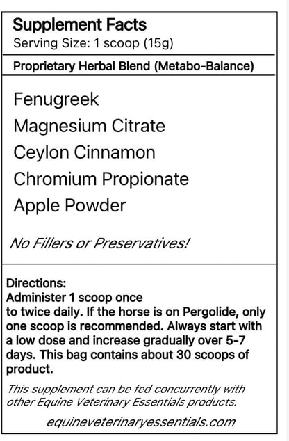 MetaboBalance Equine Metabolic Support Supplement | Helps Manage Laminitis, PPID & Insulin Resistance | Natural Horse Formula for Blood Sugar & Hormonal Balance | Daily Powder