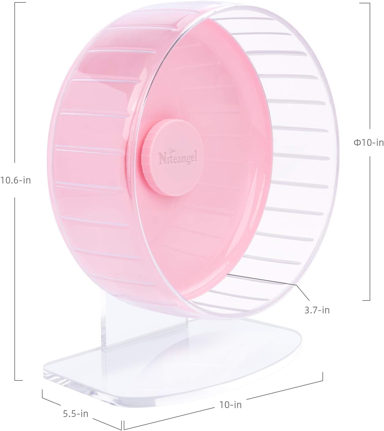 Niteangel Super-Silent Hamster Exercise Wheels: - Quiet Spinner Hamster Running Wheels with Adjustable Stand for Hamsters Gerbils Mice Or Other Small Animals (M, Pink)