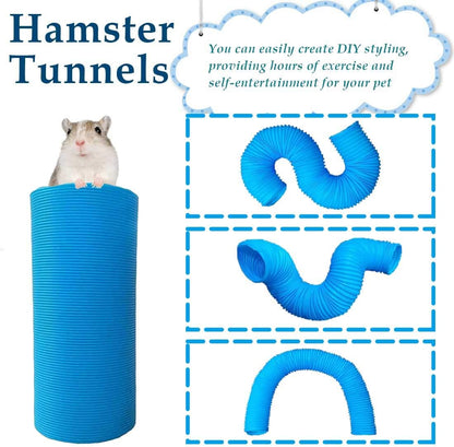 PINVNBY Hamster Fun Tunnels Pet Mouse Plastic Tube Toys Small Animal Foldable Exercising Training Hideout Tunnels for Guinea Pigs,Gerbils,Rats,Mice,Ferrets and Other Small Animals(2 PCS Blue)