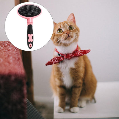 Pet Grooming Brush for Cats and Dogs, Pink Pet Comb Cleaning Tool with Soft Bristles for Indoor Fur Removal and Shedding Control