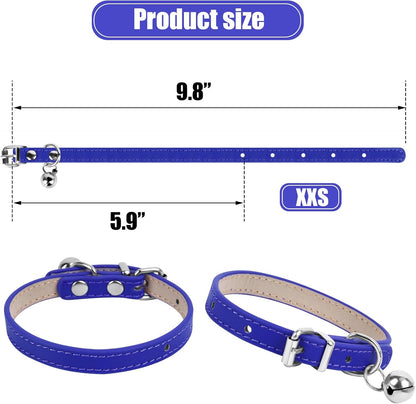 XXS Teacup Dog Collar - Light Blue & Pink, 3/8 inch Width for Small Dogs & Cats
