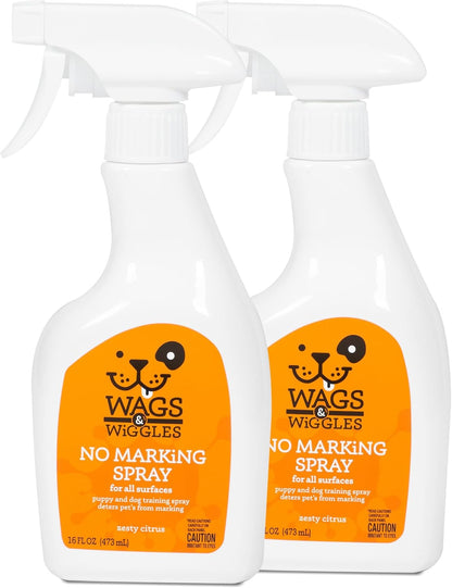 Wags & Wiggles No Marking Deterrent Training Spray for Dogs - Indoor Dog Pee Repellent & Behavior Aid, Anti Pee & Urine Deterrent, No More Marking, Ideal for Potty Training, 16 Fl Oz - 2 Pack