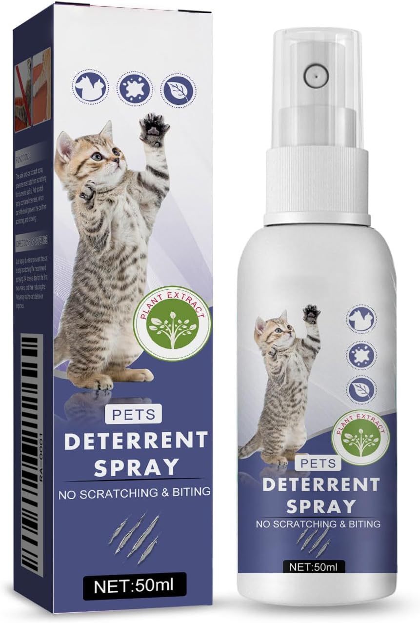 Cat Repellent Spray, Anti-Scratch Furniture & Anti-Cat Pee Deterrent - Natural Citrus Formula, Safe for Pets & Environment, Indoor & Outdoor Use, Protects Furniture & Plants, 50ml
