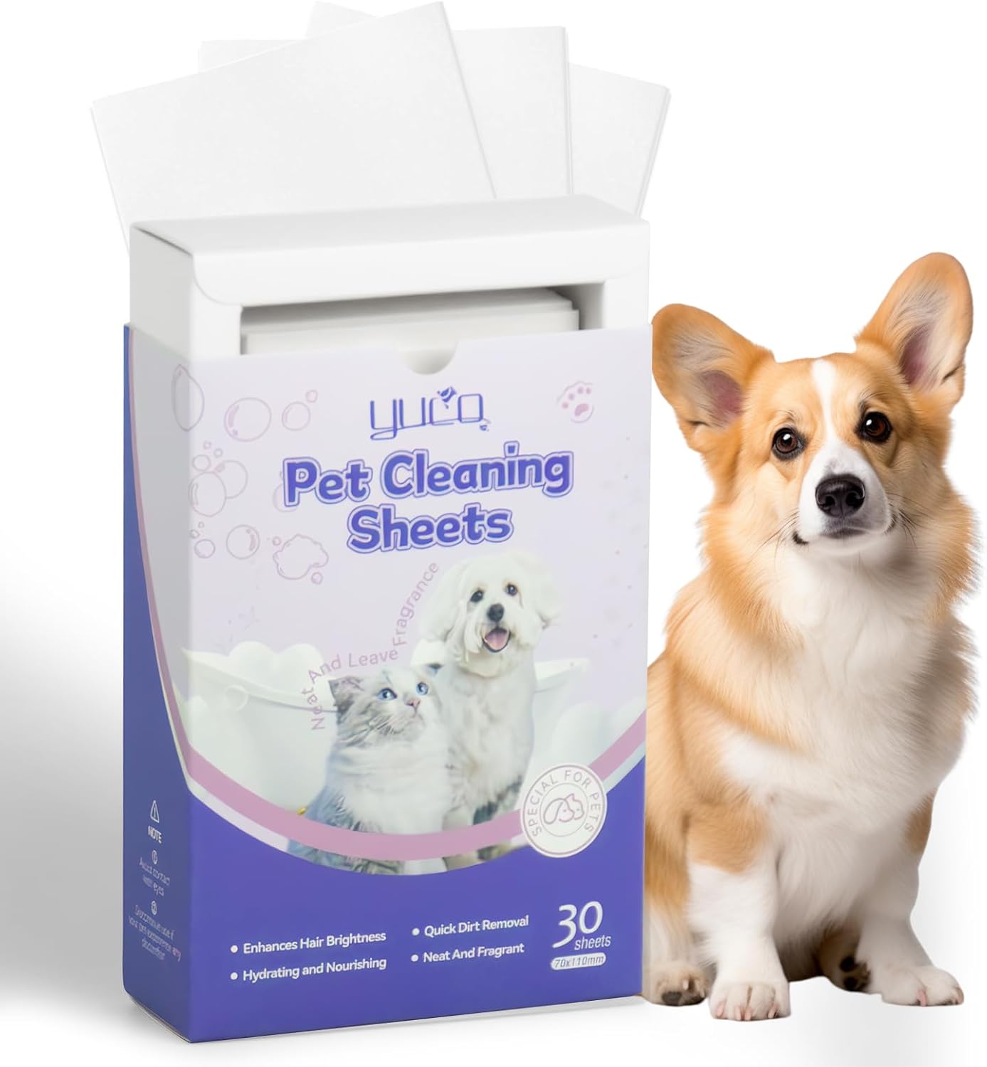 Pet Laundry Sheets Shampoo Sheets, Fast Dissove and Dense Foamy Liquidles Pet Supplies, for Pet Clothing and Toys Washing, for Dog and Cat Bath, Up to 30 Washes