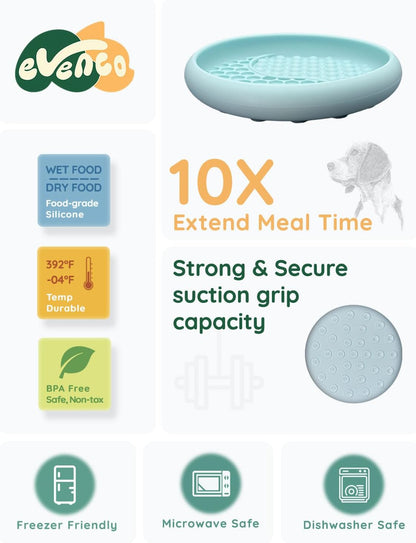 Slow Feeder Bowl Bundle: Mint Green Frozen Lick Mat (8.0" x 1.4") + Pink Starry Sky Feeder (5.3" x 3.7"), Freeze-Friendly Lick Bowl with Suction Cups for Enrichment and Anxiety Relief