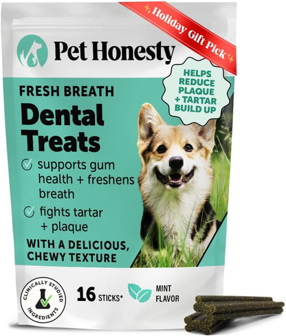 Dental Health Fresh Sticks – Dog Dental Treats & Chews for Oral Care – Dental Sticks for Dogs to Freshen Breath, Remove Tartar & Plaque, Support Gum Health & Bright Teeth Dog Oral Supplement – 16 Ct