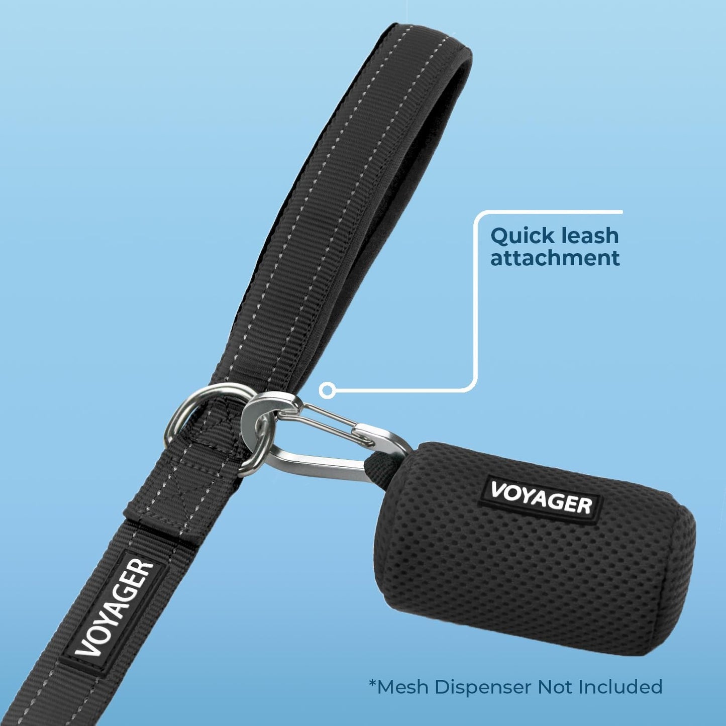 Best Pet Supplies Voyager Reflective Dog Leash with Neoprene Handle, Supports Small, Medium, and Large Breed Puppies, Cute and Heavy Duty for Walking, Running - Black, M, 3/4" x 5ft (LS015T-BK-M)