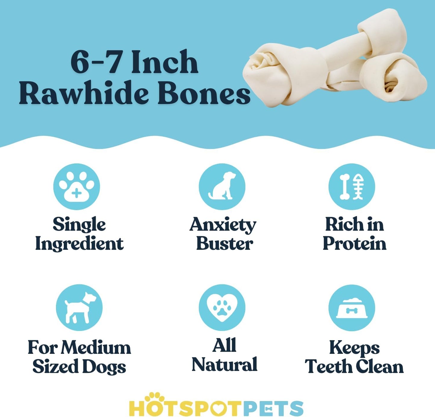 hotspot pets 10 Pack - 6-7 Inch Certified Facility Rawhide Dog Chews - from Grass Fed Brazilian Cows - Promotes Tooth Health and Good Behavior (10 Pack)