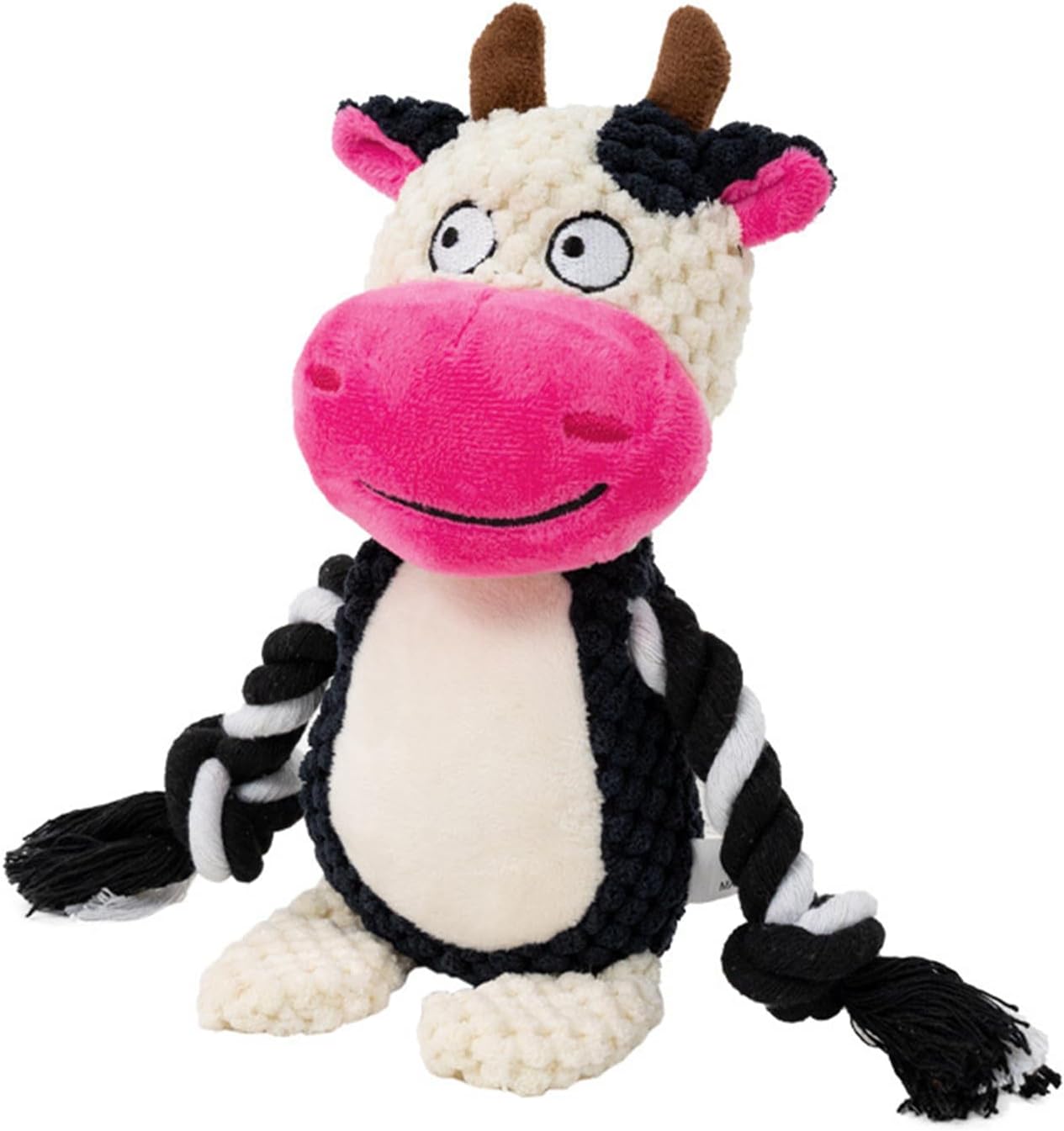 Plush Dog Chew Toys,Squeaky Dog Toys for Aggressive Chewers, Stuffed Animals Dog Toys for Small Medium Large Dogs to Keep Them Busy Puppy Teething Toys（Cow）