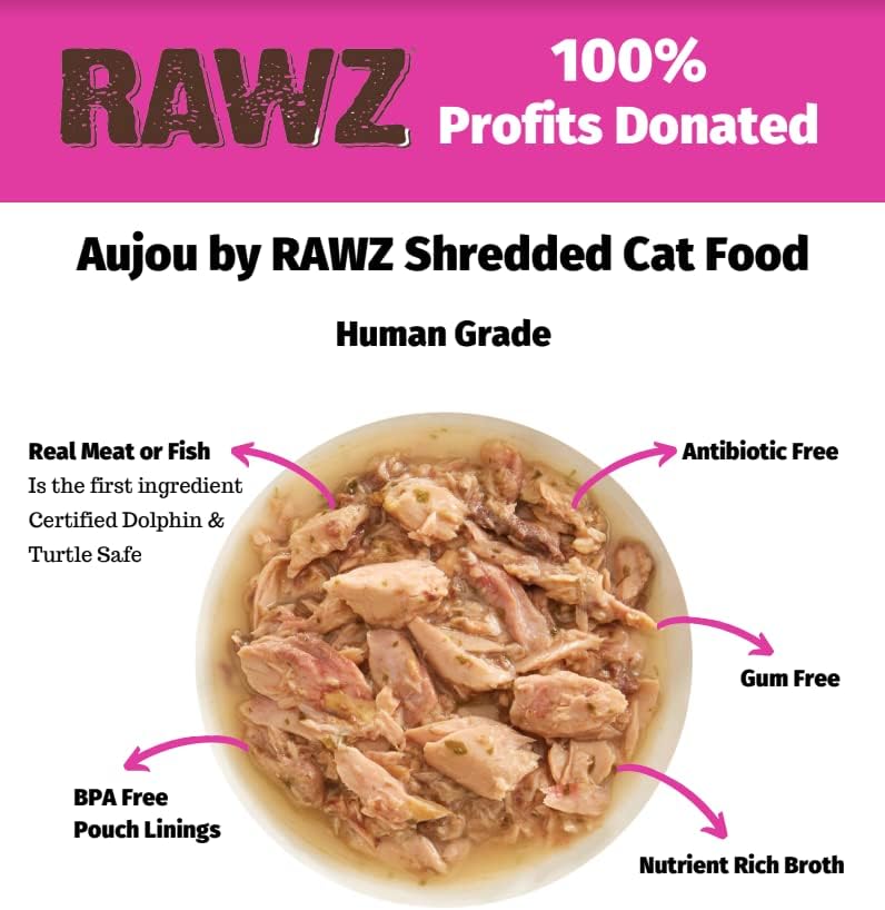 Rawz Aujou Chicken Breast & Duck Cat Food 8 Pouches 2.46 oz