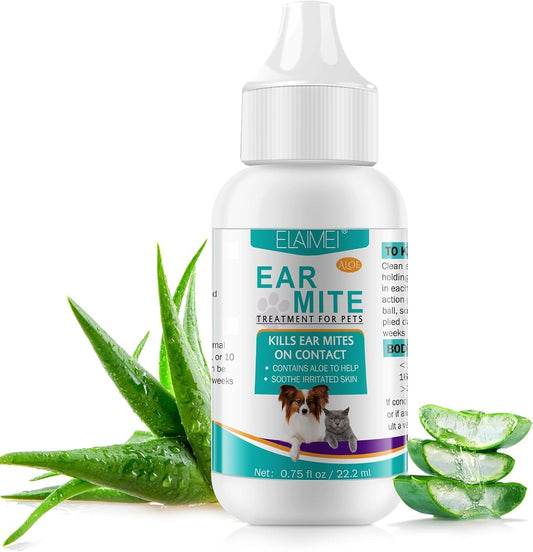 FANSHI Ear Treatment for Dogs & Cats, Cat Ear Care Cleaning with Aloe - Gentle Ear Cleaner Drop Soothing & Clean, Helps Remove Debris & Soothe Itchy Ears, 0.75 fl oz