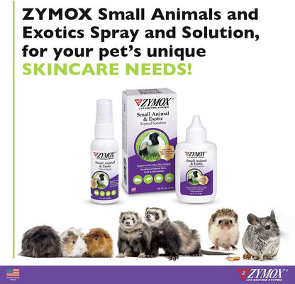 Zymox Small Animal & Exotic Topical Solution, 1.25 oz. – Supports Healthy Skin & Ears for Dog, Cat, Rabbit, Guinea Pig, Ferret, Hamster, Chinchilla, Monkey