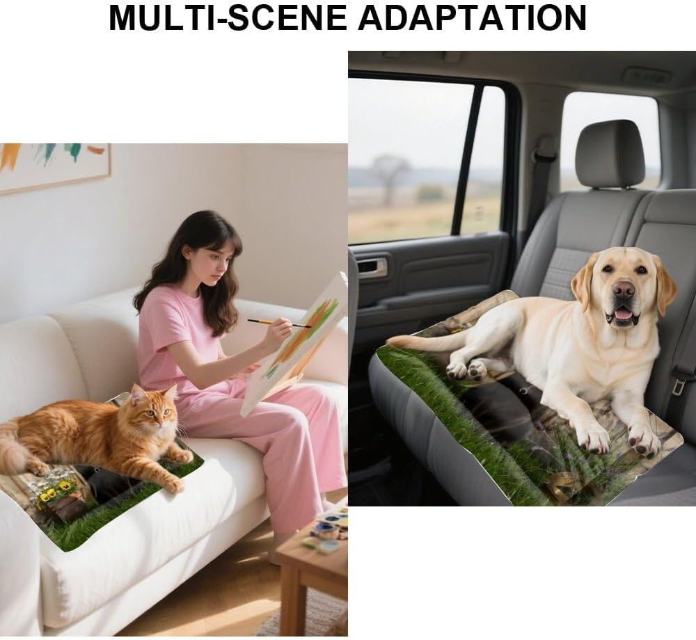 Black Cat Garden Washable Dog Bed Small Furniture Dog Crate Mat Kennel Pads Crate Bed Washable Non-Slip Bedding Beds for Crates Mats for Cages Pet Cushion Indoor Outdoor 36X24 Inch