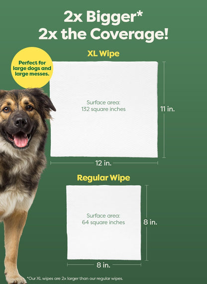 Earth Rated XL Pet Wipes for Dogs & Cats, 3-in-1 Unscented Hypoallergenic Cleaning, Deodorizing and Hydrating Extra Large Grooming for Body, Paws and Butt, Unscented, 60 Count