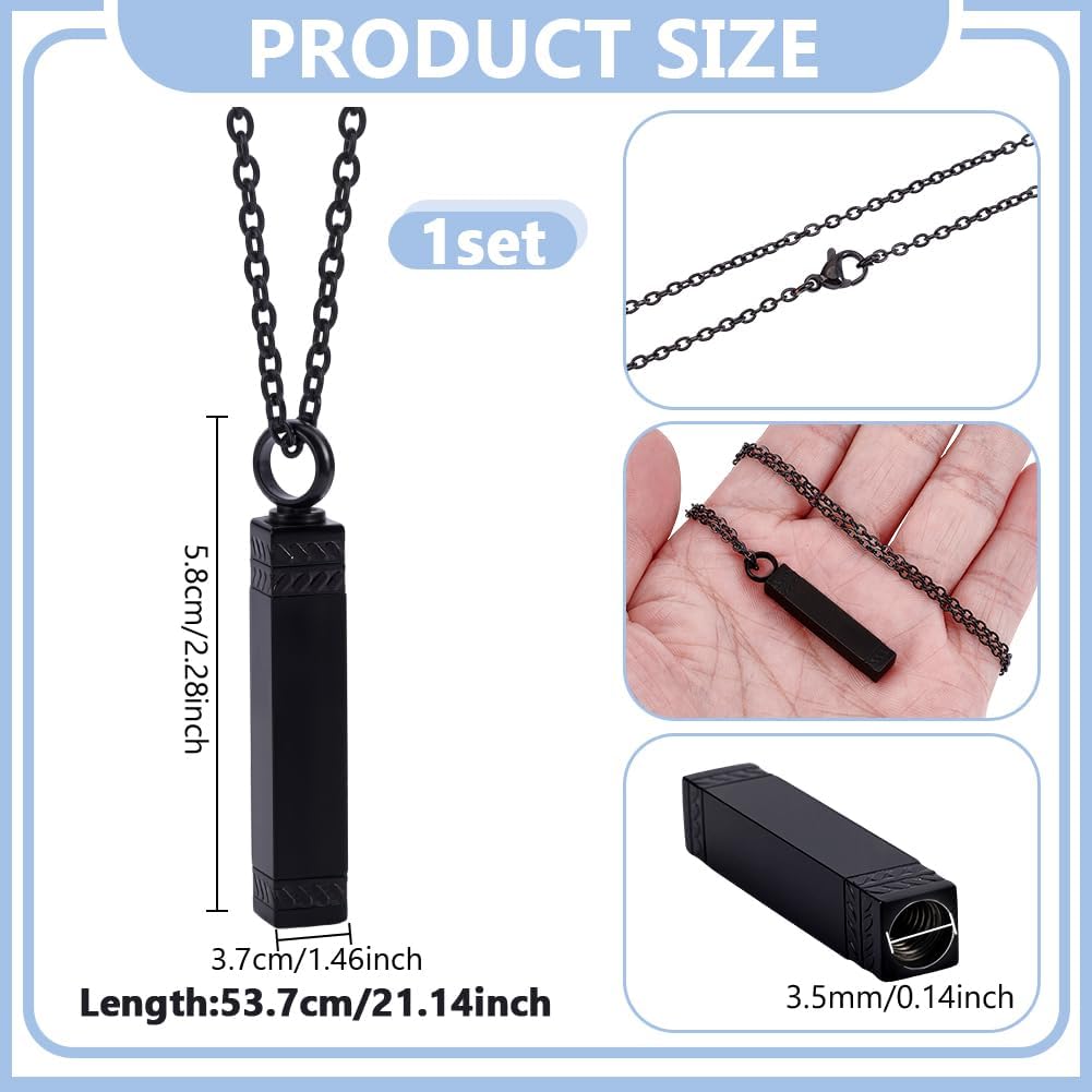 UNICRAFTALE 21.14 inch Cremation Jewelry Ashes Necklace 304 Stainless Steel Memorial Necklace with Rectangle Pendant for Keepsake Urn Jewelry for Pets lovers