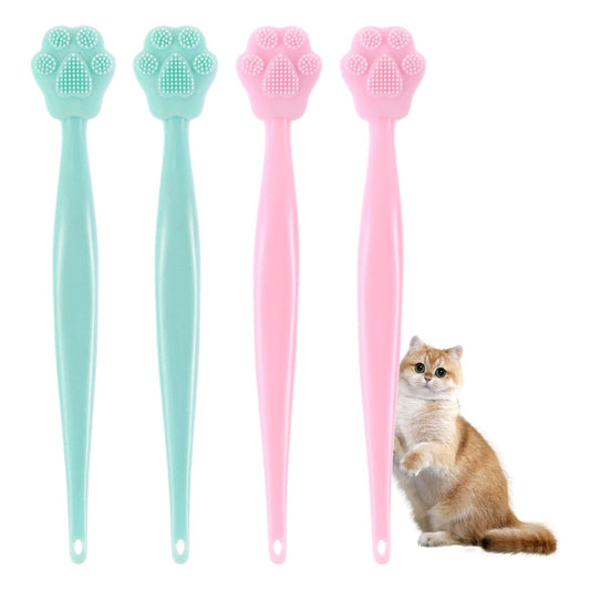 4PCS Cat Chin Acne Brush,Black Seed Soft Silicone Cat Acne Chin Scrubber, Cats Chins Cleaner Acnes Chins Treatment, Cats Brush for Feline Blackhead Removal (Pink & Green)