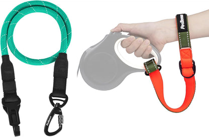 PetBonus Safety Wrist Strap for Retractable Dog Leash and Dog Seat Belt for Car