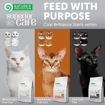 Nature's Protection Dry Cat Food & Dental Treats Bundle: Grain Free Dry Kibble 3.3 lb + Chews for Cat Teeth Cleaning 2.64 oz, No Tear Stains or Hairball (Superior Care - Herring, Poultry)