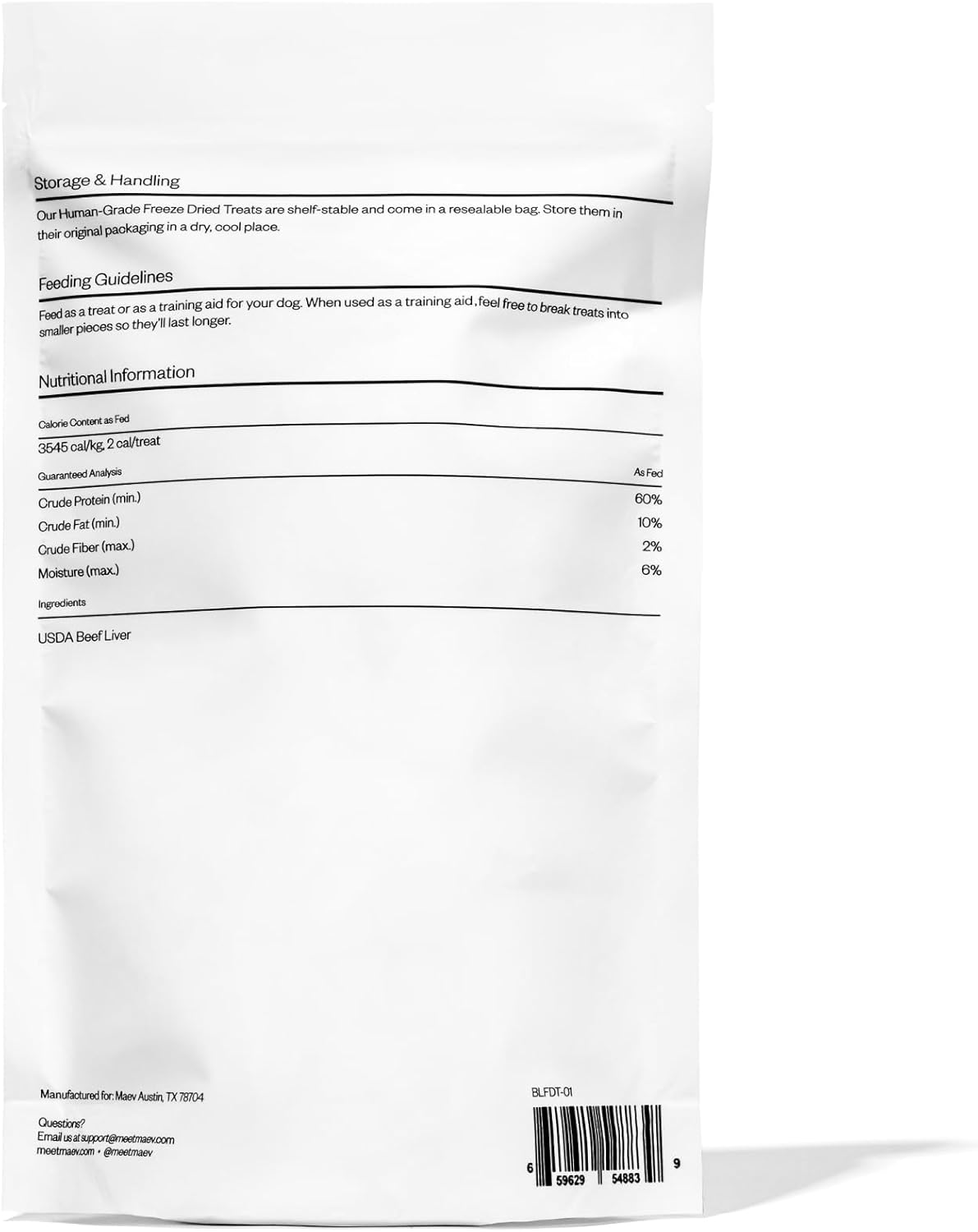 Maev Human-Grade Freeze Dried Raw Beef Liver Treats | 100% USDA Certified Single-Ingredient | Healthy, Human-Grade Dog Snacks | Perfect for Training & Sensitive Diets